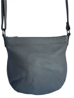 Christopher Kon Light Grey Leather Crossbody Bag Round Bottom Purse Adjustable